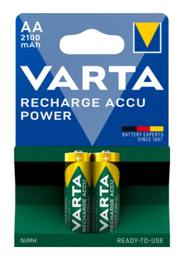Pila POWER RECHARGE Accu, ricaricabile 2100MAH. Tipo Stilo. 2 PEZZI. VARTA