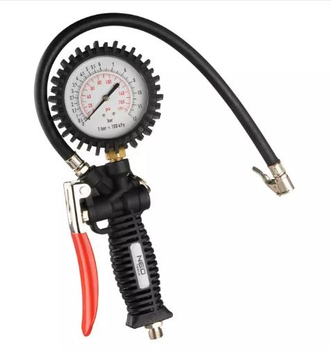 PISTOLA DI GONFIAGGIO CON MANOMETRO DA 80MM, 0-12BAR TUBO ARIA DA 440MM