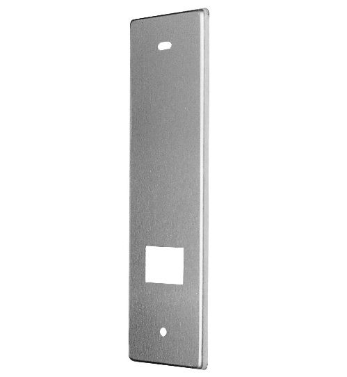 Placca in inox per avvolgitore 4-6 tipo Forlì/128. Interasse mm.128 da foro a foro. Dimensioni: 155x56mm.