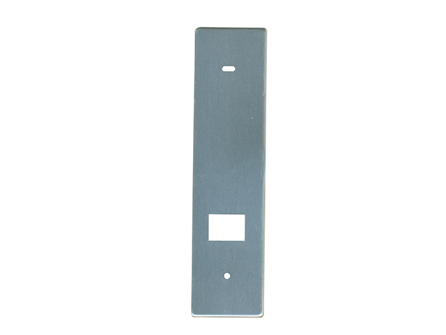Placca in inox per avvolgitore Normale. Interassi mm.185 da foro a foro. Dimensioni: 220x55mm.