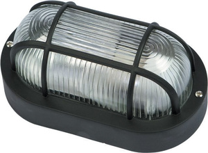 PLAFONIERA OVALE GRIGLIA NERAin materiale termoplastico E27 IP44