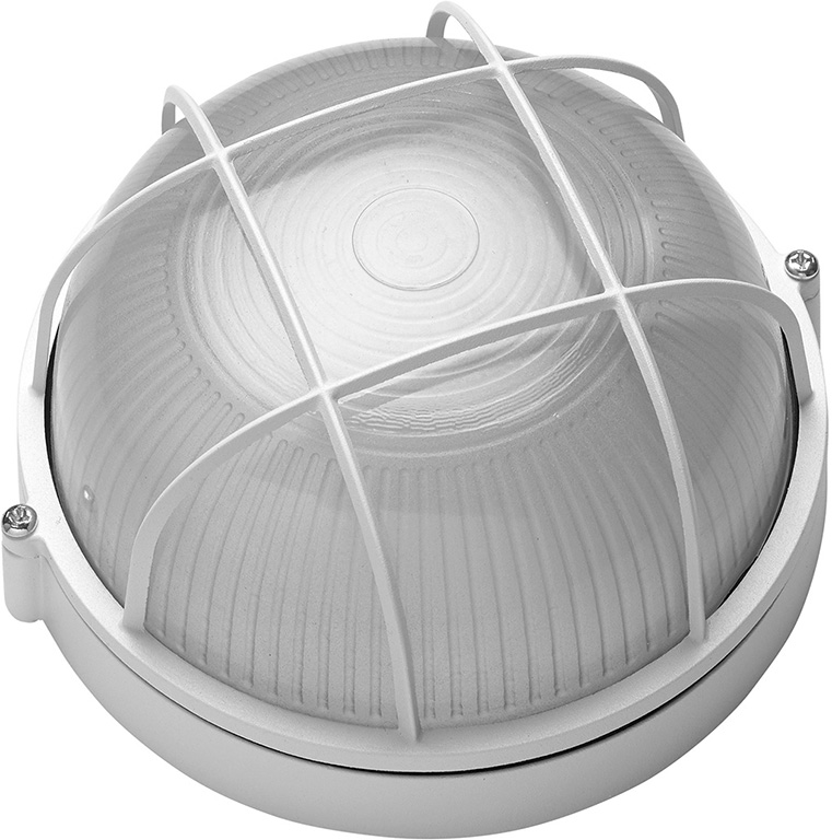 Plafoniera per esterni BIANCA CM.17,5X10,7X9,5 PAPILLON mod. tonda - diffusore in vetro - portalampada in porcellana E27 - IP44