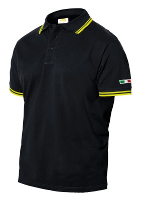 POLO 100% COTONE NERO/GIALLA FLUO 200GR MANICA CORTA SUMMER/8 TAGLIA L