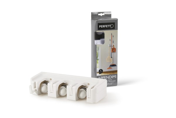 PORTA SCOPE/ATTREZZI ORGANIZER 3 POSTI, Pratico organizzatore a parete a 3 posti. Porta scope/attrezzi con esclusivo sistema di 