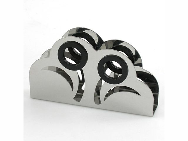 PORTATOVAGLIOLI CON DECORO NEROPortatovaglioli in acciaio, con decoro nero.