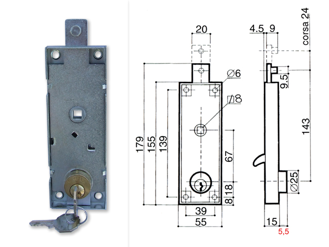 Prefer Serratura B551-0810 per porte basculanti.