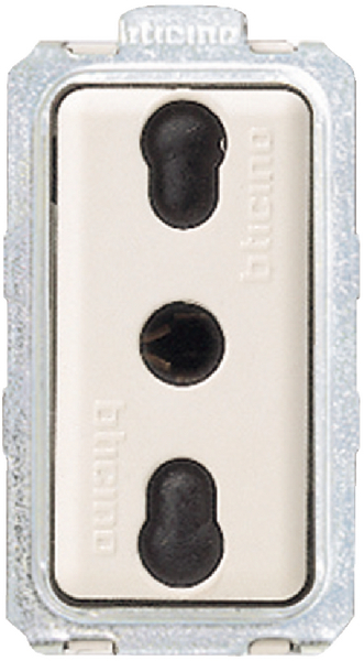 PRESA MAGIC BTI5180 - PRESA BIPASSO 2P+T 10/16Apresa bipasso standard Italia 2P+T 10/16 A 250 Vac con alveoli schermati - intera