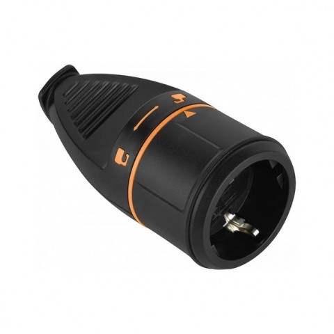 PRESA SCHUKO VOLANTE 16A CON MECCANISMO DI BLOCCO.