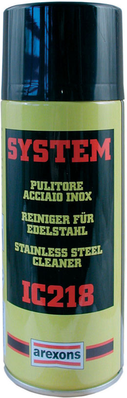 Pulitore, lucidante, protettivo per acciaio inox, spray 400ML, SYSTEM IC218 - idoneo per la pulizia e protezione di superfici in