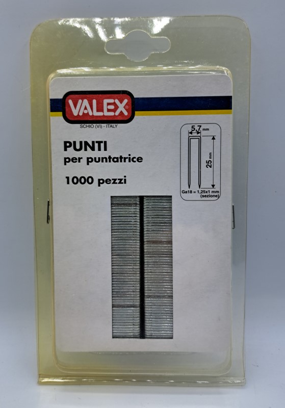 PUNTI PER PUNTATRICE 5,7MMX25MM 1000 PEZZI VALEX 1455546