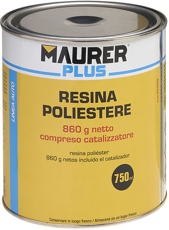 Resina poliestere liquida MAURER PLUS da 750 ml, catalizzatore incluso.