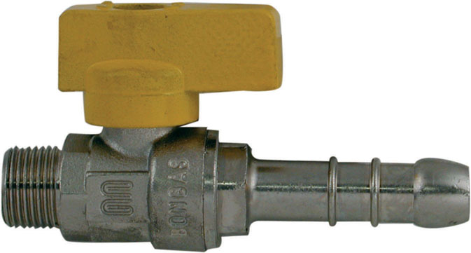 Rubinetto a sfera nichelato per gas DIRITTA CON PORTAGOMMA PER GAS LEVA GIALLA 1/2