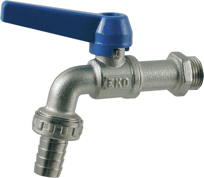 Rubinetto erogazione a sfera 1/2 - in ottone nichelato - con portagomma. EKO S082