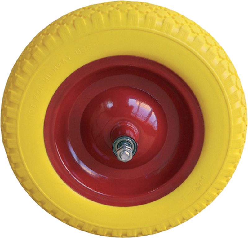 Ruota piena in poliuretano MAURER per carriola  - 350 mm - lunghezza mozzo 170 mm - cerchio in acciaio