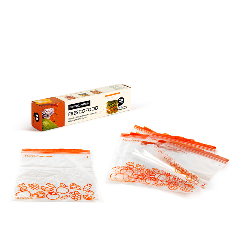 SACCHETTI RICHIUDIBILI PER ALIMENTI FRESCOFOOD MISURA M 24X27,5 CM 20PZ ART. 29142 PERFETTO