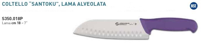 SANTOKU LAMA ALVEOLARE SUPRA CM18 MANICO VIOLA AMBROGIO SANELLI COD.S350.018P