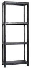 SCAFFALE RESINA 4 RIPIANI CM.60X30X143H NERO. In resina antiurto.
