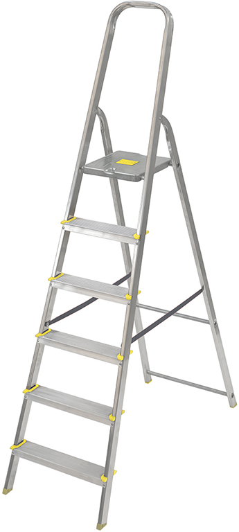 Scala a libro in alluminio 3 GRADINI - con pianale in acciaio - con ponticello di sicurezza - portata 150 kg MODELLO REGARD