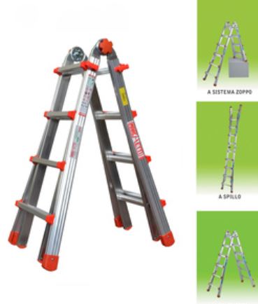 SCALA ALLUMINIO MULTIUSO 4+4 GRADINI H MAX 4,10 MT