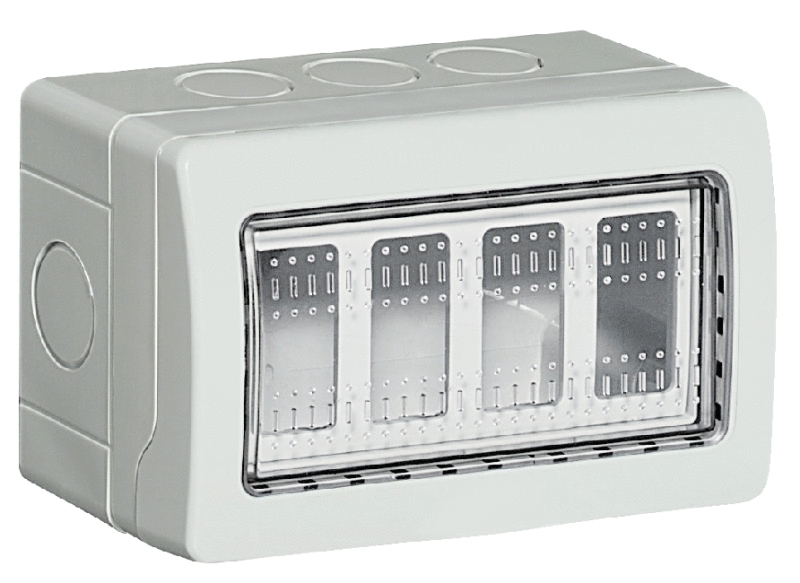 SCATOLA PORTAFRUTTO IDROBOX MATIX BTI25504 CUSTODIA IP55 4Pcustodia IP55 composta da base e portello di protezione - per 4 modul