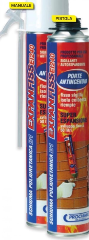 SCHIUMA POLIURETANICA PER PORTE ANTINCENDIO EXPANFISS EI240 FUOCO MANUALE 750ML PROCHIMICA