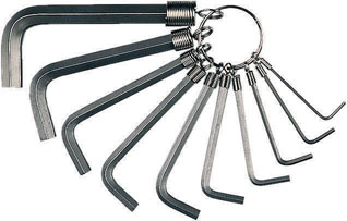 Serie 10 chiavi a maschio esagonale in acciaio sabbiato MAURER - da 1,5 a 10 mm - raccolte da un anello