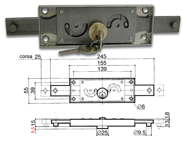 SERRATURA CENTRALE PER SERRANDA AVVOLGIBILE 	PREFER A211-0010