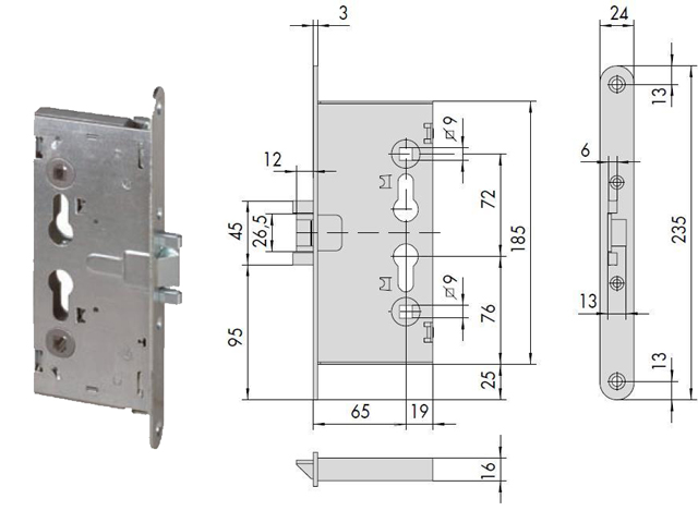 SERRATURA CISA 43020-65-0 INFILARE TAGLIAFUOCO C/CAT