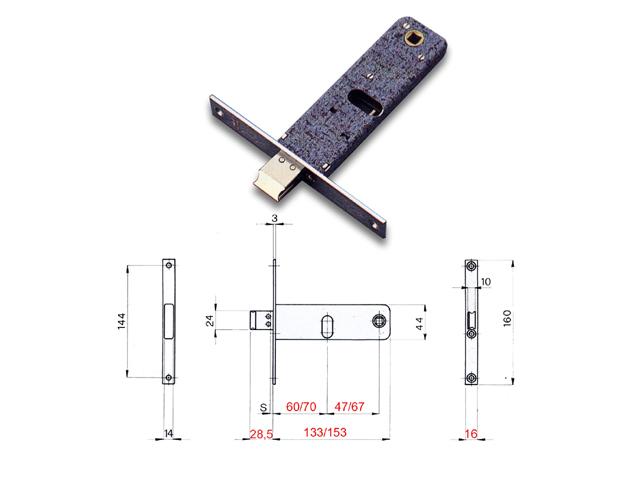 SERRATURA OMEC 790 INFILARE E70 MM CILINDRO  OVALE F16