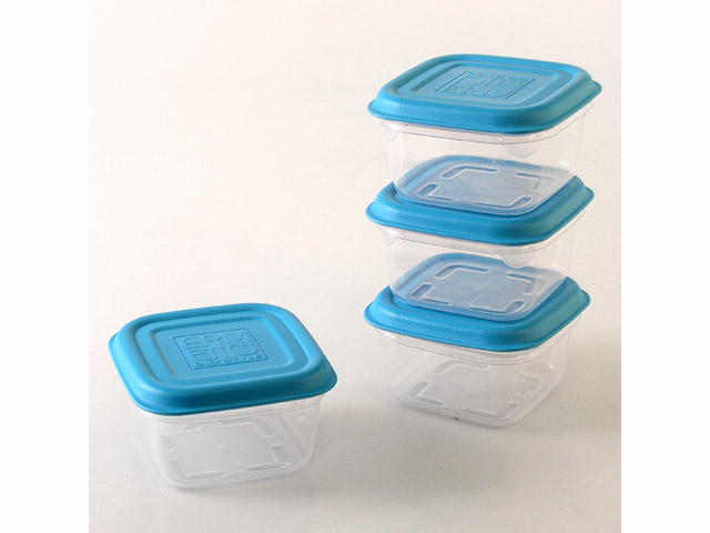 SET 4 CONTENITORI  ERMETICI QUADRATI TRASPARENTI  0,25LT GIOSTYLE