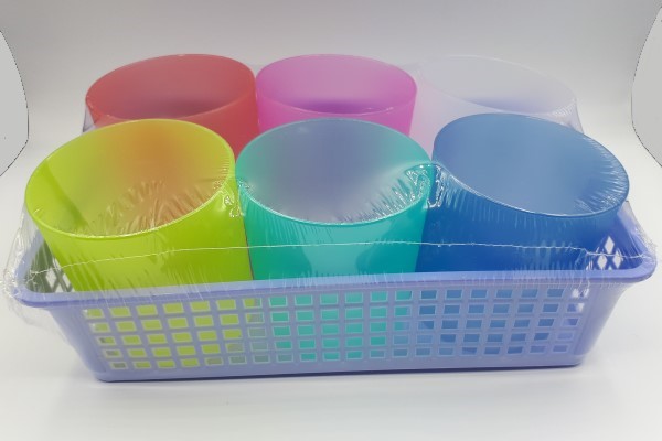 SET 6 BICCHIERI PLASTICA DEM cc250 23,5 x 15 x h 9 cm Variante Colore: bianco, rosso, Giallo, verde, fucsia e blu