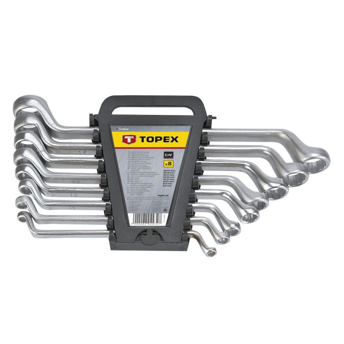 SET 8 PEZZI CHIAVI CHIUSE CURVATE 6-22MM. ART.35D856 TOPEX. Un set di chiavi poligonali piegate TOPEX .  Le chiavi su entrambi i