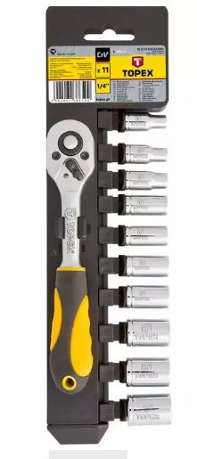 SET BUSSOLE DA 1/4 11 PZ DA 4 A 13MM CON CRICCHETTO INCLUSO DA 140MM