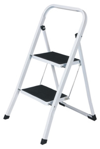 SGABELLO SALVASPAZIO IN ACCIAIO 2 GRADINI BIANCO