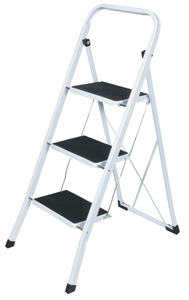 SGABELLO SALVASPAZIO IN ACCIAIO 3 GRADINI BIANCO