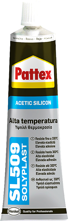 Sigillante acetico PATTEX SL 509 ALTE TEMPERATURE è un sigillante acetico che polimerizza a contatto con l'aria, mantenendo una 