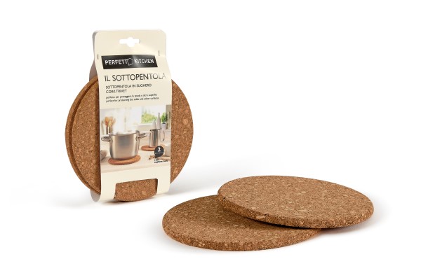 SOTTOPENTOLA IN SUGHERO CONFEZIONE DA 2 PEZZI PERFETTO PER PROTEGGERE LA TAVOLA E ALTRE SUPERFICI 100% SUGHERO ART. 29019