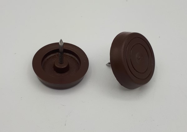 SOTTOSEDIA IN  PLASTICA MARRONE + CHIODO DIAMETRO 24MM