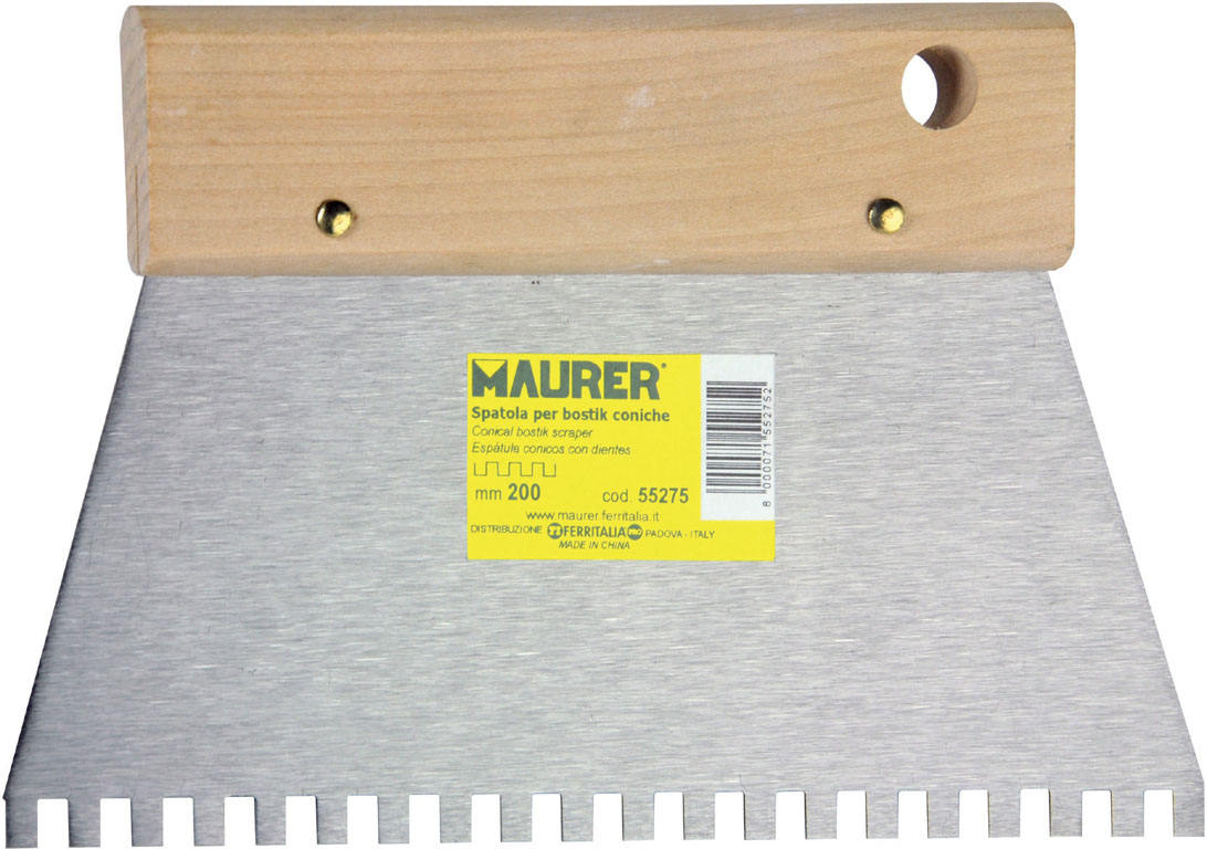 SPATOLA X COLLE DENTE A GRECA 5X7MM  LARGHEZZA 200MM MAURER