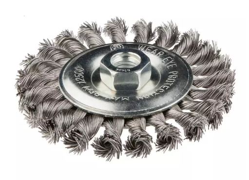 SPAZZOLA A DISCO IN FILO METALLICO 115 mm x M14, INOX