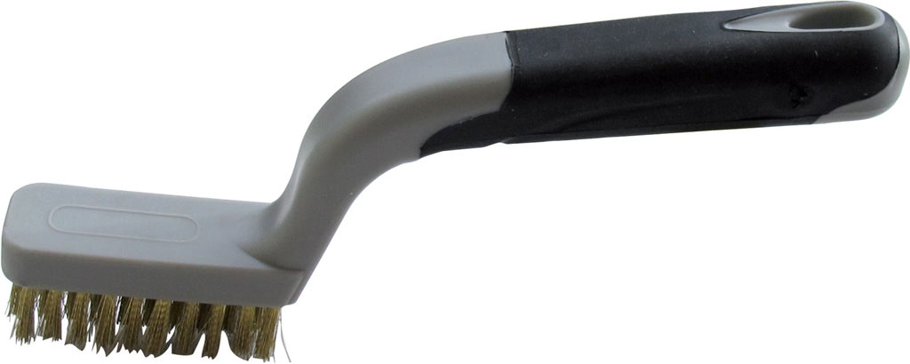 Spazzola a mano per candele MAURER con fili in ottone 3 FILE - manico in gomma polipropilene e TPR .