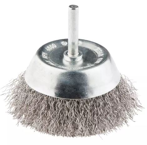 SPAZZOLA A TAZZA DA 75MM CON GAMBO (Diam. 6.25mm)  fili INOX