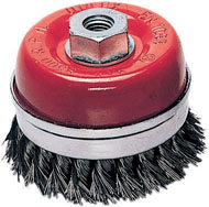 Spazzola a tazza MM75X27 con foro 14 MA - filo acciaio ritorto spessore 0,5 mm