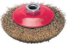 Spazzola conica mm100x10mm MAURER - con foro 14MA - filo acciaio ondulato spessore 0,3 mm