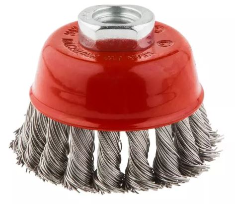 SPAZZOLA METALLICA A TAZZA DA 65MM M14 fili INOX