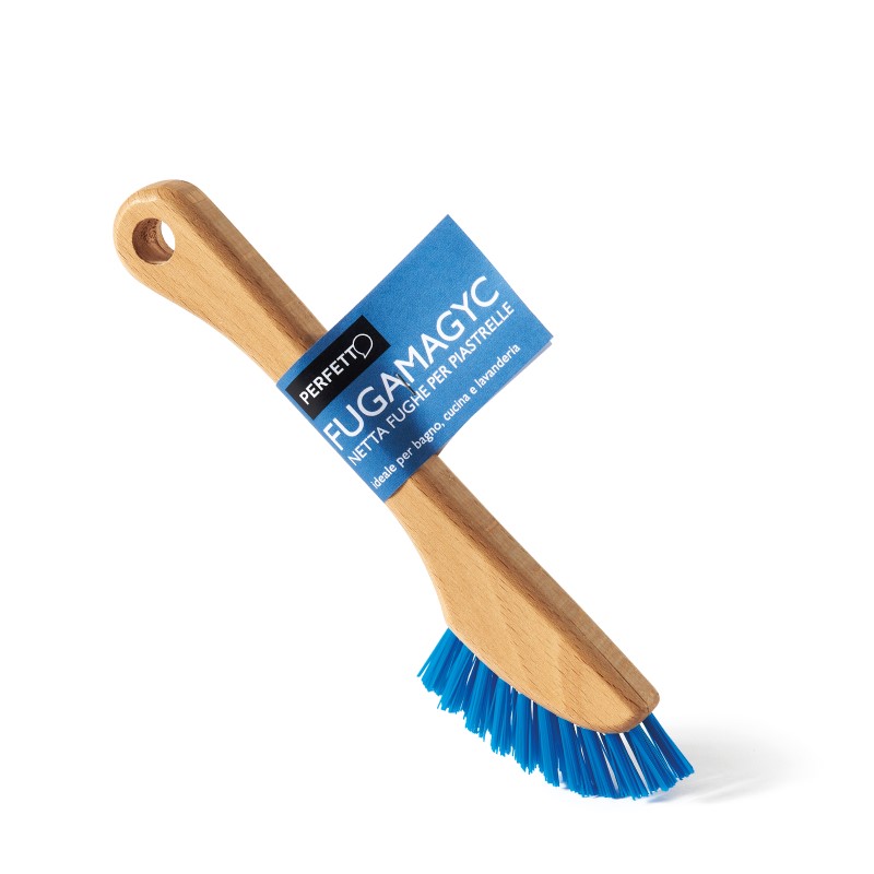 SPAZZOLA PULISCI FUGHE PER PIASTRELLE. Manico in legno e spazzole in polipropilene.
