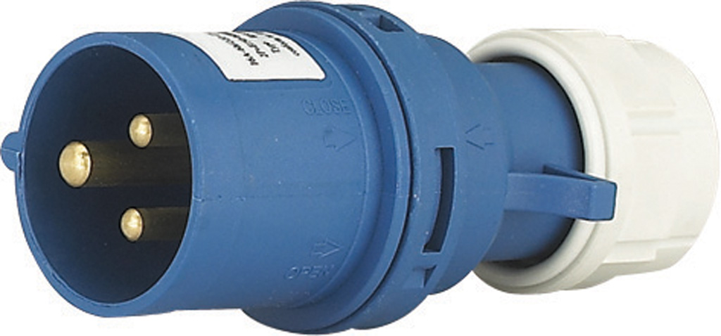 Spina diritta industriale MAURER PLUS - 2P+T 16A 6H IP44 - 230V - colore blu