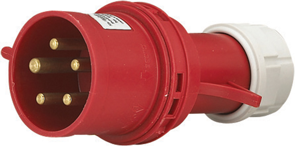 Spina diritta industriale MAURER PLUS - 3P+N+T 16A 6H IP44 - 400V - colore rosso