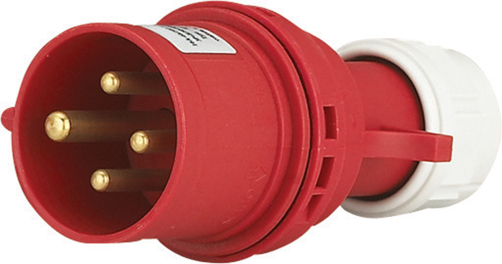 Spina diritta industriale MAURER PLUS - 3P+T 16A 6H IP44 - 400V - colore rosso