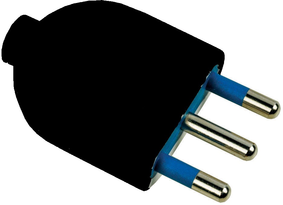 Spina NERA con spinotti allineati MAURER per uso civile 2P+T 16A